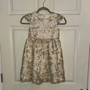 Rare Editions Gold Floral Kids Dress